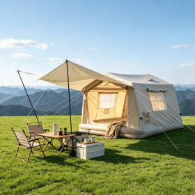 8 m ² Inflatable Tents for Camping with canopy, Blow Up Tent with Hand Pump, Easy Setup InflatableTent 4 Season Tent